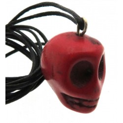 Coloured Red Stone Skull Pendant